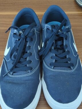 Nike Men's Navy and White Low-Top Canvas Sneakers